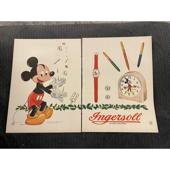 Vintage Magazine Ad Ingersoll Pen Watch Clock Disney Mickey Mouse MA1 - Picture 1 of 3